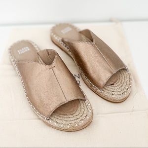 NIB EILEEN FISHER MILLY METALLIC SUEDE ESPADRILLE SANDAL